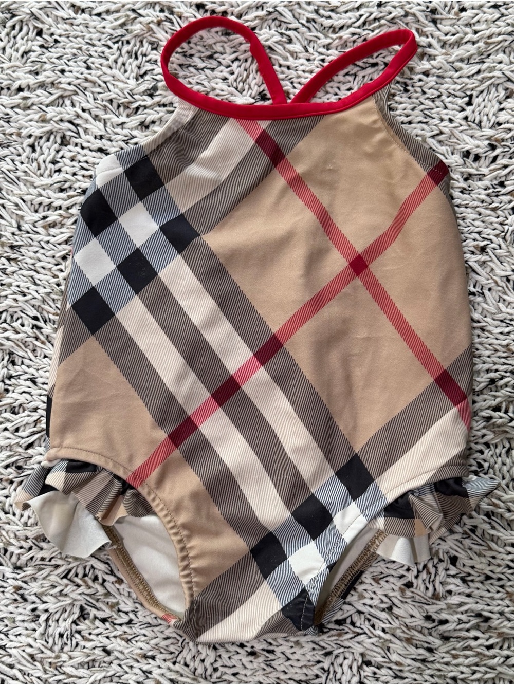 Authentic BURBERRY Ruffle One Piece Bathing Suit Swimsuit Infant BABY GIRL 12m
